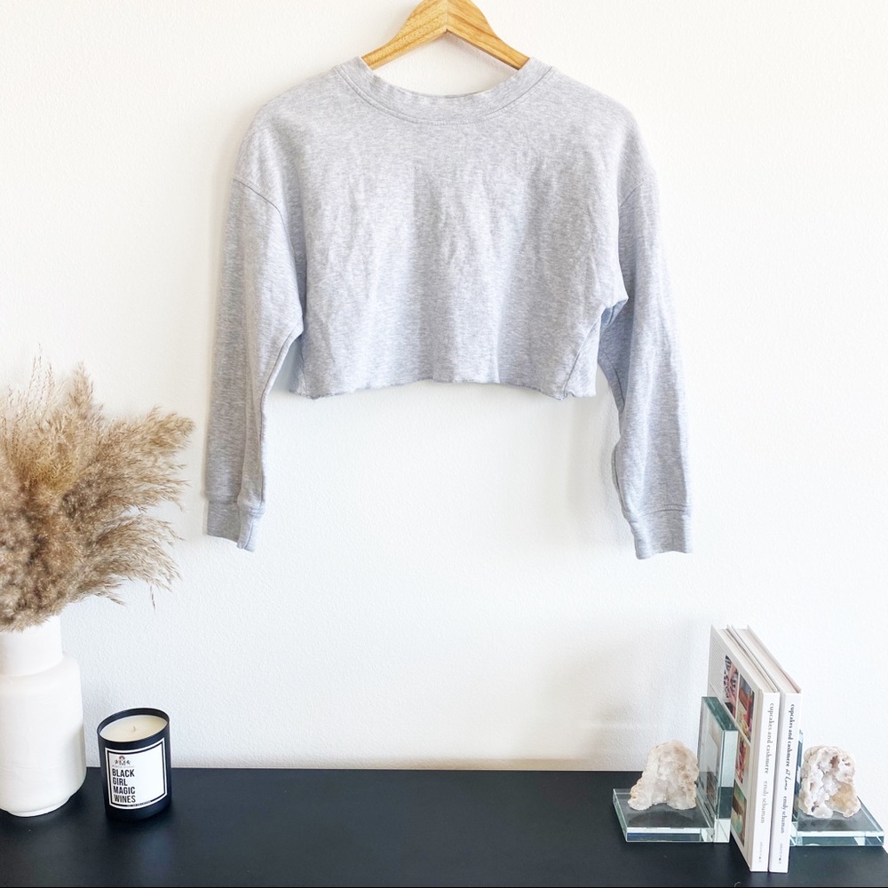 Zara | Grey Cropped Crewneck Sweatshirt